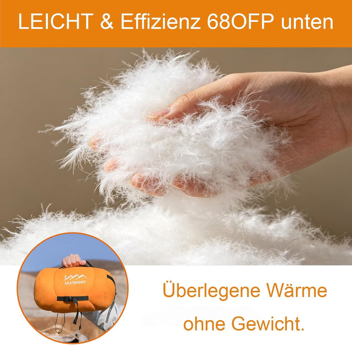 Daunen Deckenschlafsack, Leichter Kleiner Kompakt Schlafsack für Alle Jahreszeiten Camping, Wandern