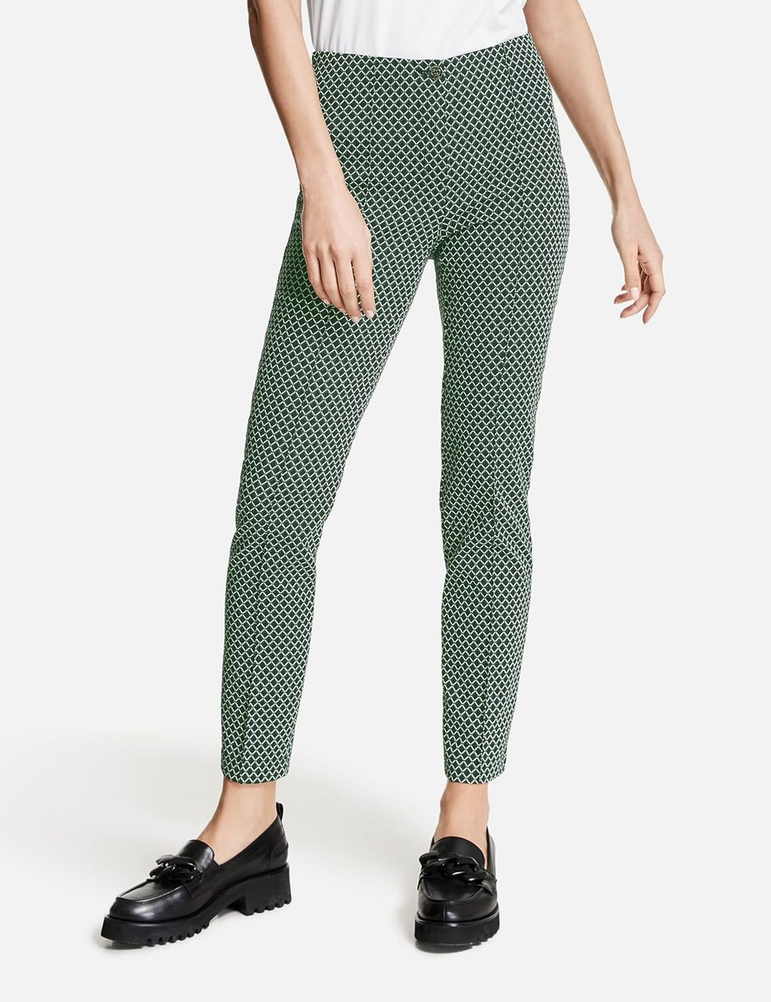 Gerry Weber Damen Gemusterte 7/8 Hose Slim Fit Gemustert 7/8 Länge 36 Schwarz/Grün Druck, 36 Schwarz