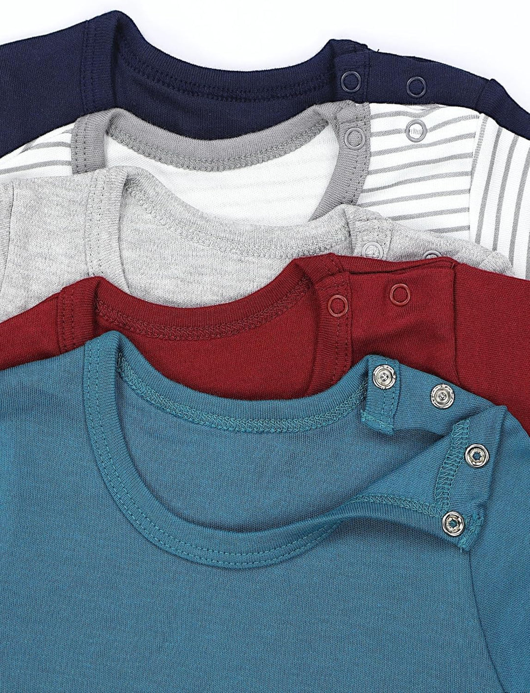 TupTam Baby Jungen Langarmshirt Gestreift 5er Set 50 Blau Dunkelgrün Weinrot Grau, 50 Blau Dunkelgrü
