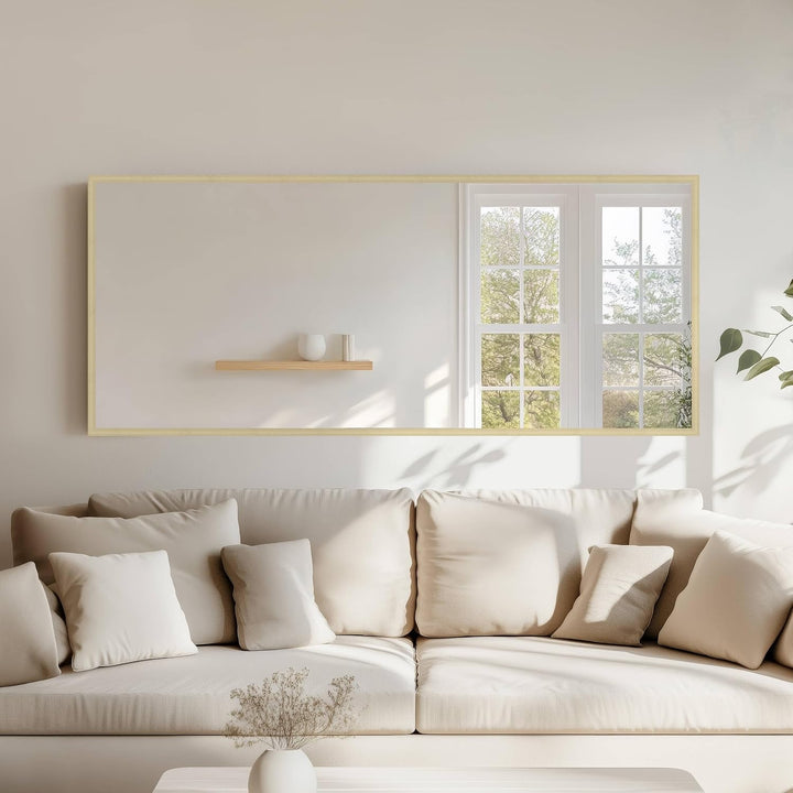 Wandspiegel, 70 x 170 cm, Aluminium, Silber matt, Ganzkörperspiegel für alle Wohnbereiche, Hoch- & Q