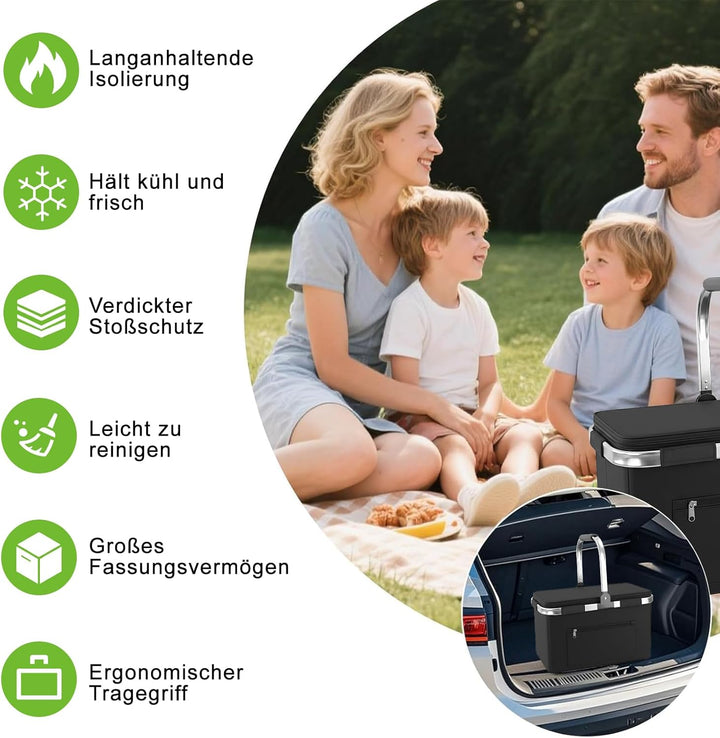 Einkaufskorb Grosser Picknickkorb mit Gepolsterten Griffen Praktischer Faltkorb Stabiler Einkaufstas