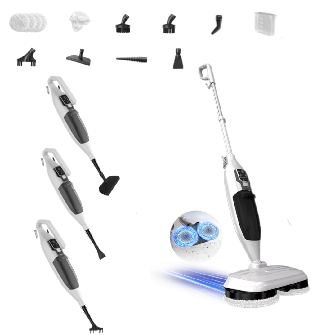 2-in-1 Dampfreiniger Mop mit Handgerät, 30s Schnellaufheizung, 4 Mikrofaserpads, Für alle Hartböden