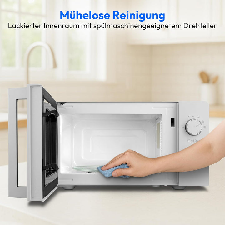 MEDION Mikrowelle klein (20 Liter, 700 Watt kompakt und platzsparend, 5 Mikrowellenstufen, Auftaufun