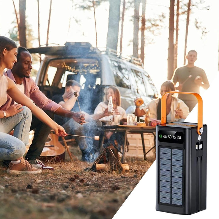 Solar Ladegerät, 120W Outdoor Powerbank, 50000mAh Überlebensausrüstung mit Licht 4 Ausgänge 3 Eingän