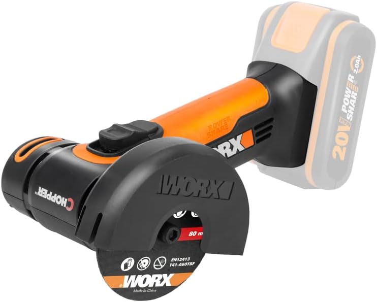 WORX WX801.9 Mini Akku-Winkelschleifer Chopper 20V - Kompakter Schleifer mit schmalem Körper, zum Sc