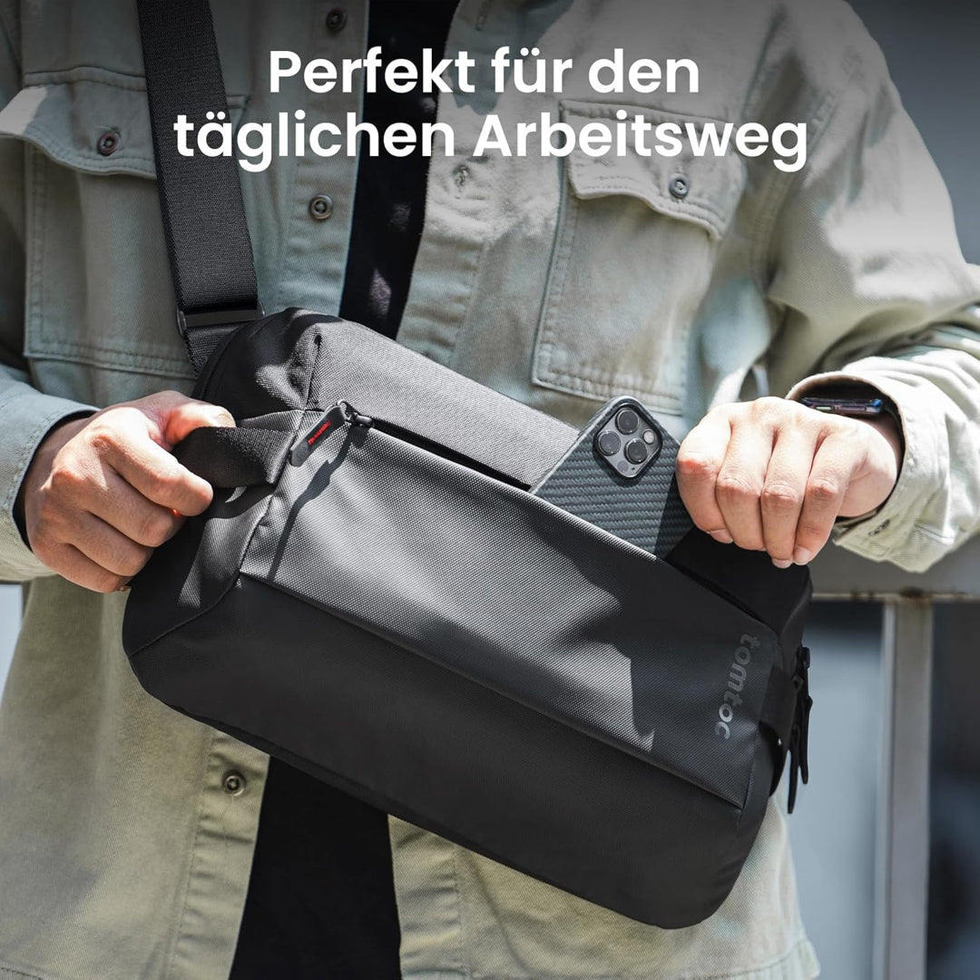 tomtoc Schultertasche für 2024 11-Zoll iPad Pro M4, 11 Zoll iPad Air M2, 7 Liter Herren Umhängetasch