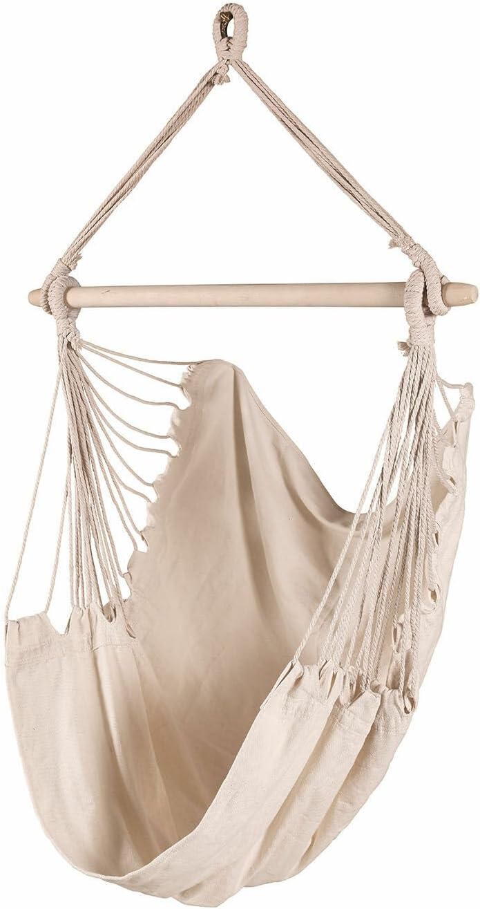 Loberon® Hängesessel Leano, Baumwolle/Polyester/Polyester, H/B ca. 130/100 cm, Creme