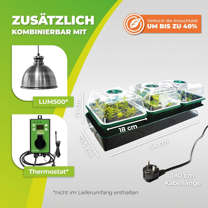 Bio Green HOL 3 Green Hollandia Anzuchtstation mit Kapillarmatte und Wassertank 1,4l , L : 54cm, B: