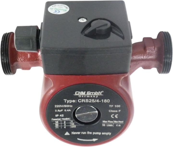 CHM GmbH® Umwälzpumpe 25-40/180 Heizungspumpe Zirkulationspumpe Effizienzpumpe 50l/min Förderhöhe 4m