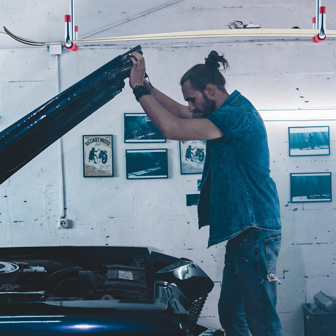 Relaxdays 12 x Deckenhaken Garage, T-Profil, bis 25 kg, für Stauraumbrücke, Stahl mit Polsterung, H