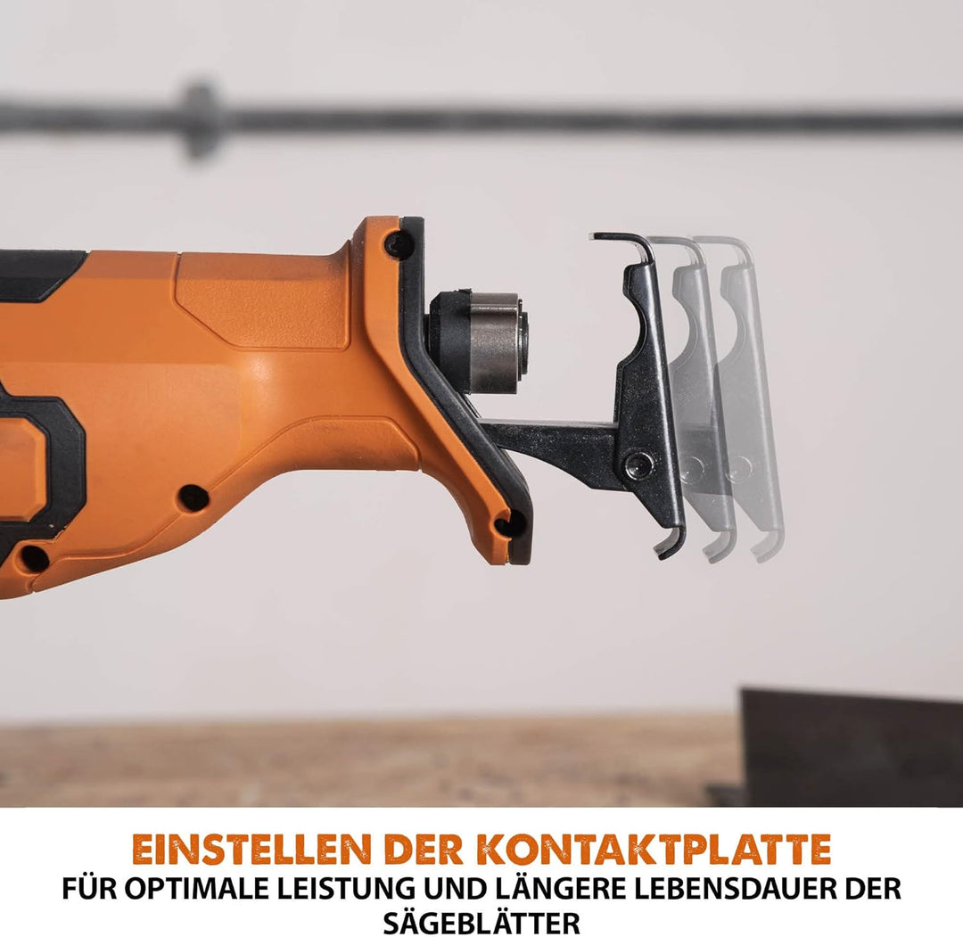 Evolution Power Tools Akku-Säbelsäge R150RCP-Li 18 V Li-Ion EXT, inkl. Universalsägeblätter – schnei