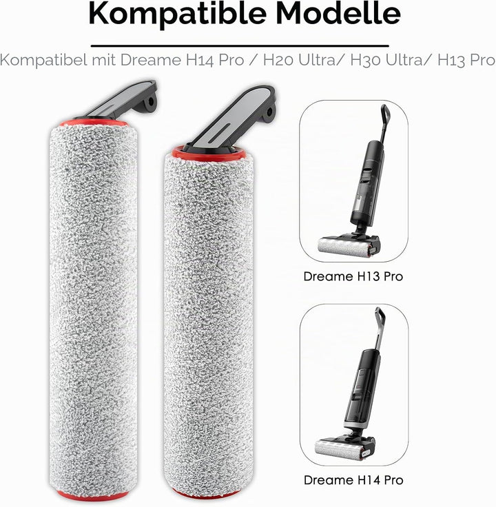 (3 Stück) H14 Pro Ersatz rollenbürsten kompatibel mit Dreame H14 Pro Nass- und Trockensauger, Rollen