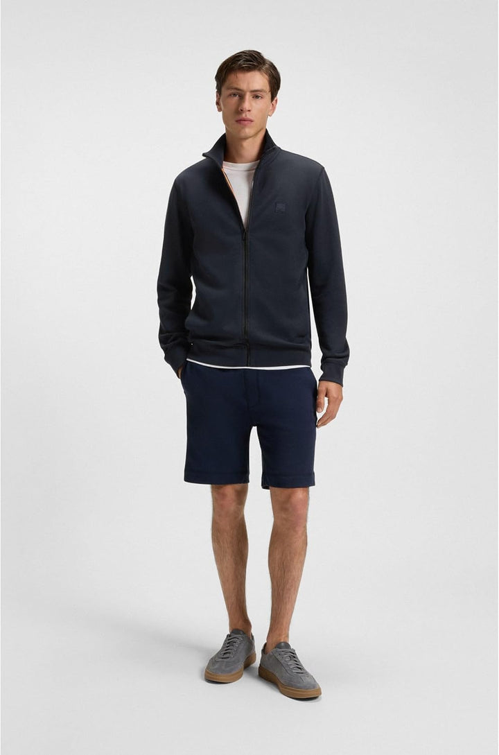 BOSS Herren Zestart Jacke aus Baumwoll-Terry mit Reissverschluss und Logo-Aufnäher S Dark Blue, S Da