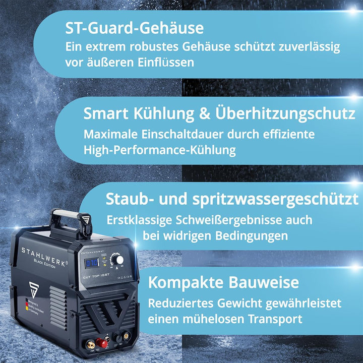 STAHLWERK CUT 70 P IGBT Vollausstattung Plasmaschneider mit 70 Ampere Pilot-Zündung bis 25 mm Schnei