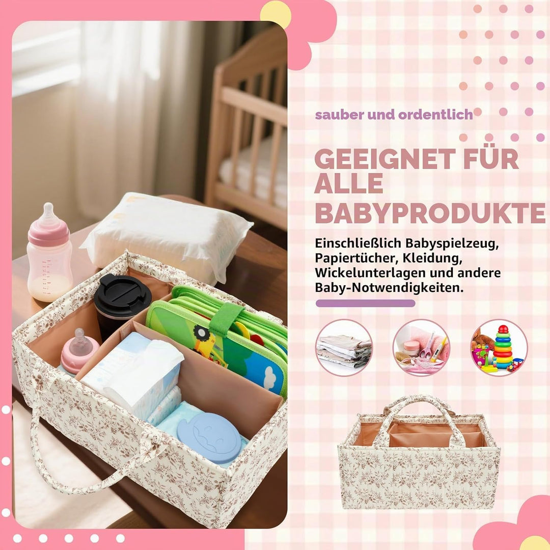 Blumen Wickeltisch Organizer,Tragbarer Wickelorganizer mit verstellbaren Trennwänden und handhaben,B