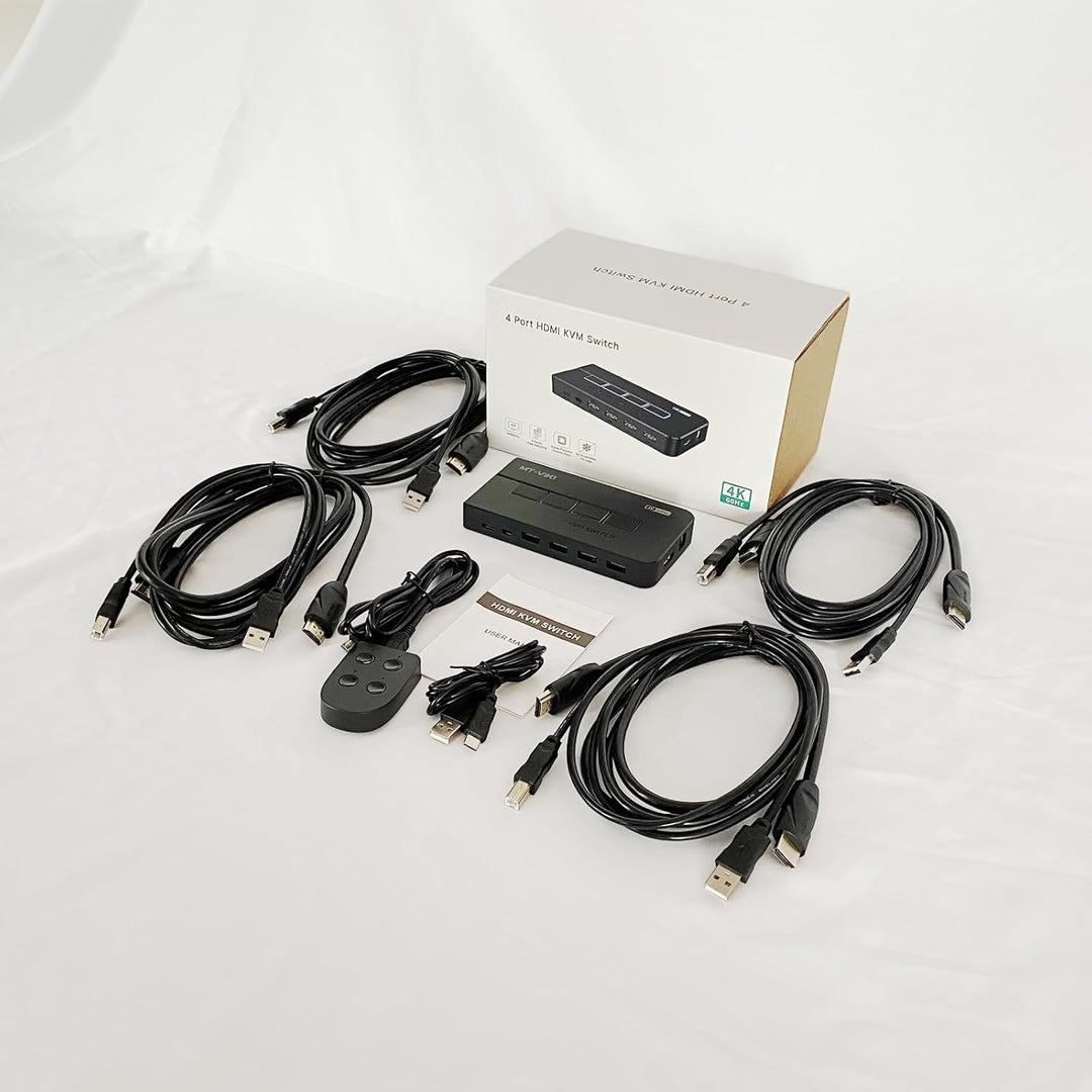 MT-VIKI 4K60Hz HDMI KVM Switch 4 port 4 PC 1 Monitor unterstützt Tastatur, Maus und Lautsprecher ink