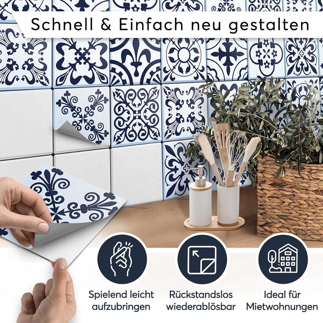 CREATISTO Klebefliesen Stickerfliesen Fliesenfolie - Klebe Folie für Wandfliesen I Klebefliesen Deko