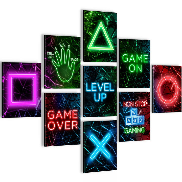 Novart Wandbilder Spielkonsole - KOMPLETT AUFHÄNGFERTIG - Gamer Kinderzimmer Junge Teenager- 9 Moder