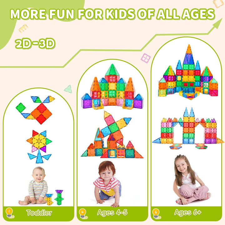 Katiago Magnetische Bausteine, 64 Teile Magnet Bausteine Spielzeug Kinder 3D Farbenfrohe Starterset