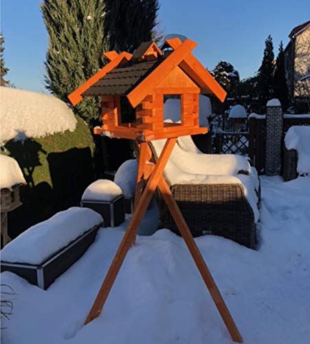 Rechteckiges Vogelhaus M - XL wetterfest aus Holz Vogel Futterstelle Haus mit und ohne Ständer (Grös