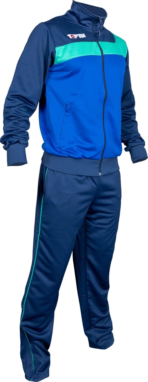 TOP TEN Fitnessanzug „Sporty“, S Blau - Gruen