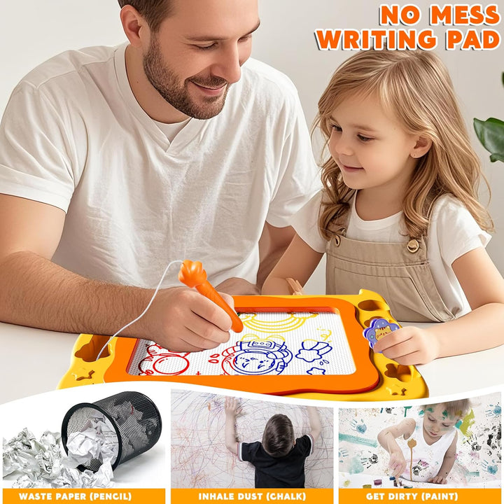Grosse Magnetisches Zeichenbrett Spielzeug für Kinder Alter 3-7 Jahre, löschbare Doodle Brett mit 4