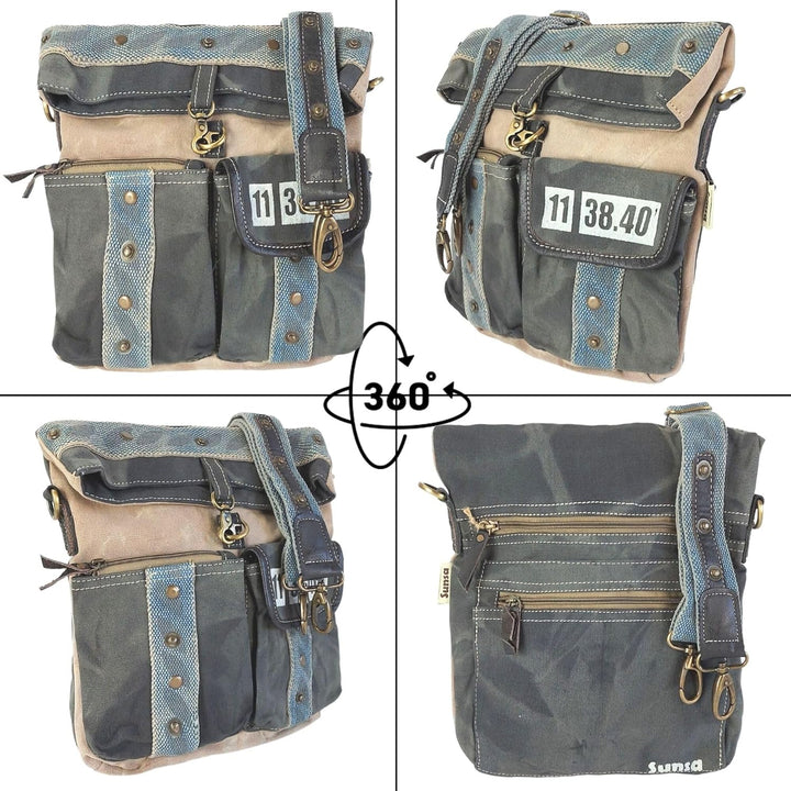 Sunsa Canvas Umhängetasche, grosse Damen/Herren Schultertasche Crossbody Tasche. Unisextasche Vintag