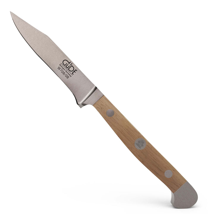 GÜDE Solingen - Gemüsemesser geschmiedet, 8 cm, Walnussholz, ALPHA WALNUSS, Doppelkropf, Handmade Ge