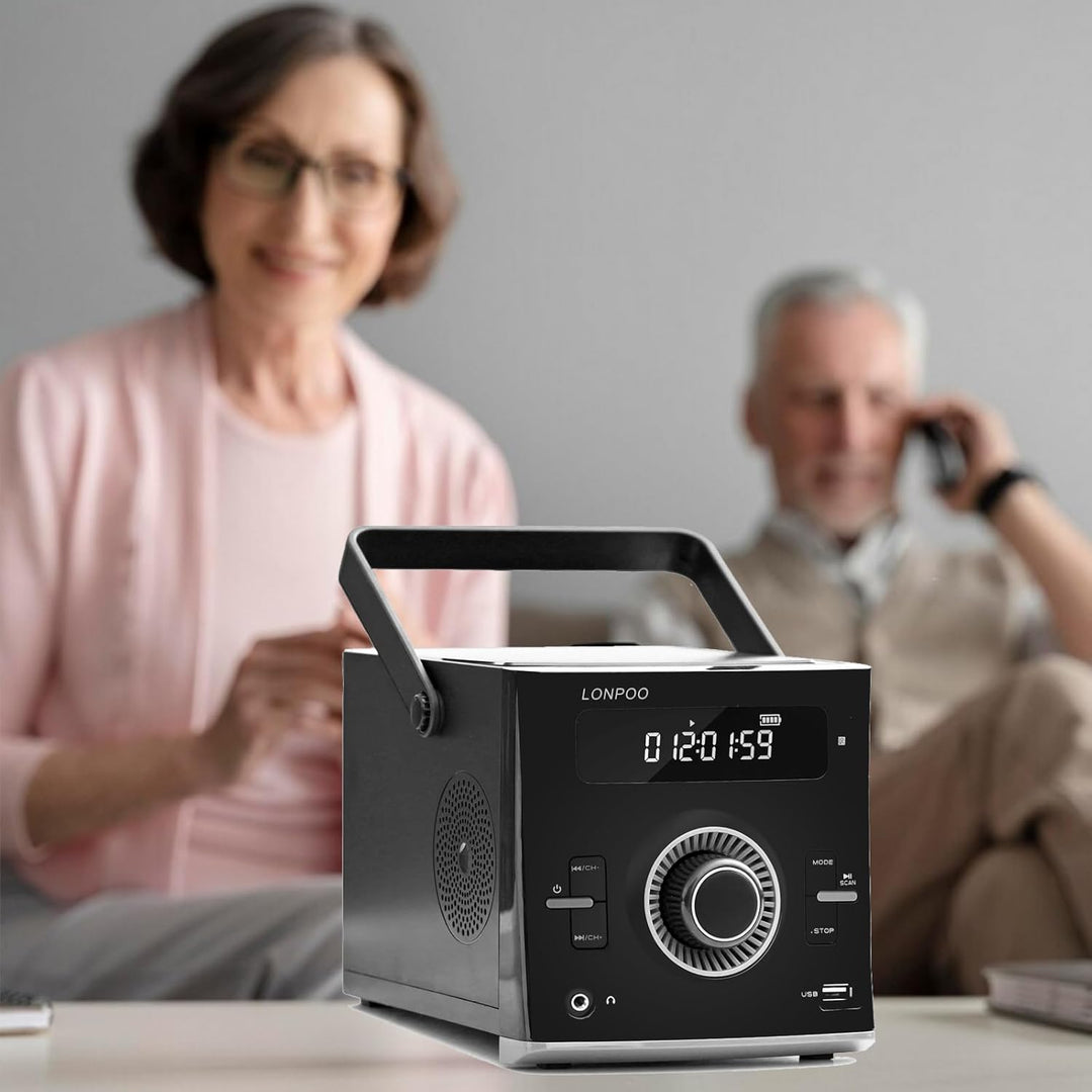 Tragbarer CD-Player Boombox 20W für Draussen, Eingebaute wiederaufladbare BatterieFM-Radio/Bluetooth