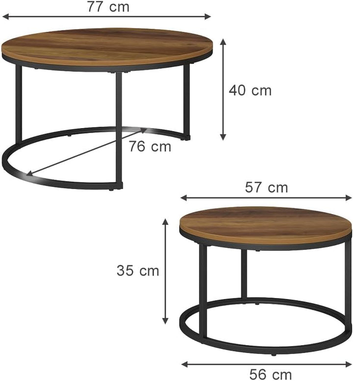 Vicco Couchtisch Set Montreal, Antikholz, 77 x 40 cm 2 Teile