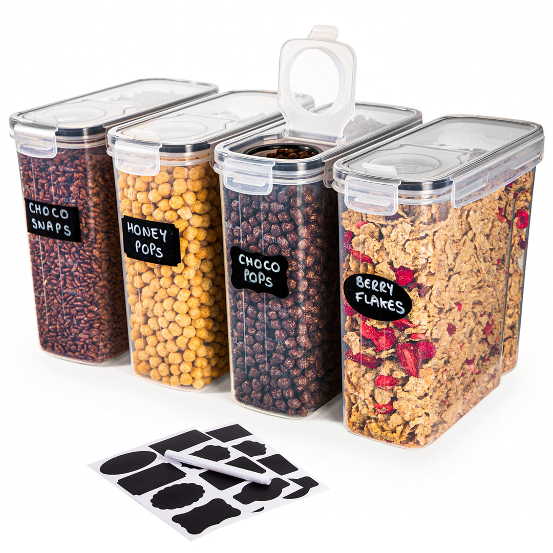 Müsli Vorratsdosen,4 Stück Set Kunststoff Frischhaltedosen,Praktischer Müslispender,Lebensmittelqual