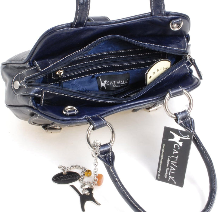 Catwalk Collection Handbags - Leder - Umhängetasche/Henkeltasche - Handtasche mit Schultergurt/Schul