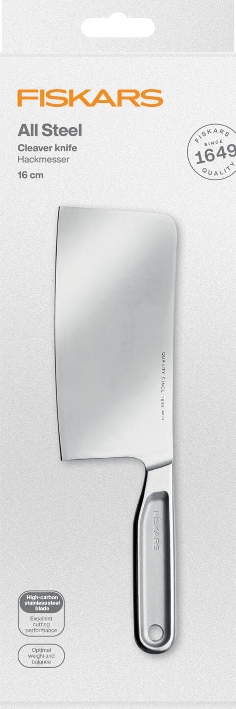 Fiskars All Steel Couperet 18cm, Silber Hackmesser, Hackmesser