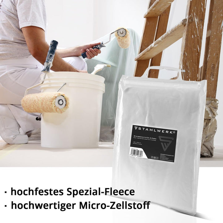 STAHLWERK Staubschutztür 3er Set C-Form Staubtür/Schmutzschleuse/Staubvorhang mit integriertem Reiss