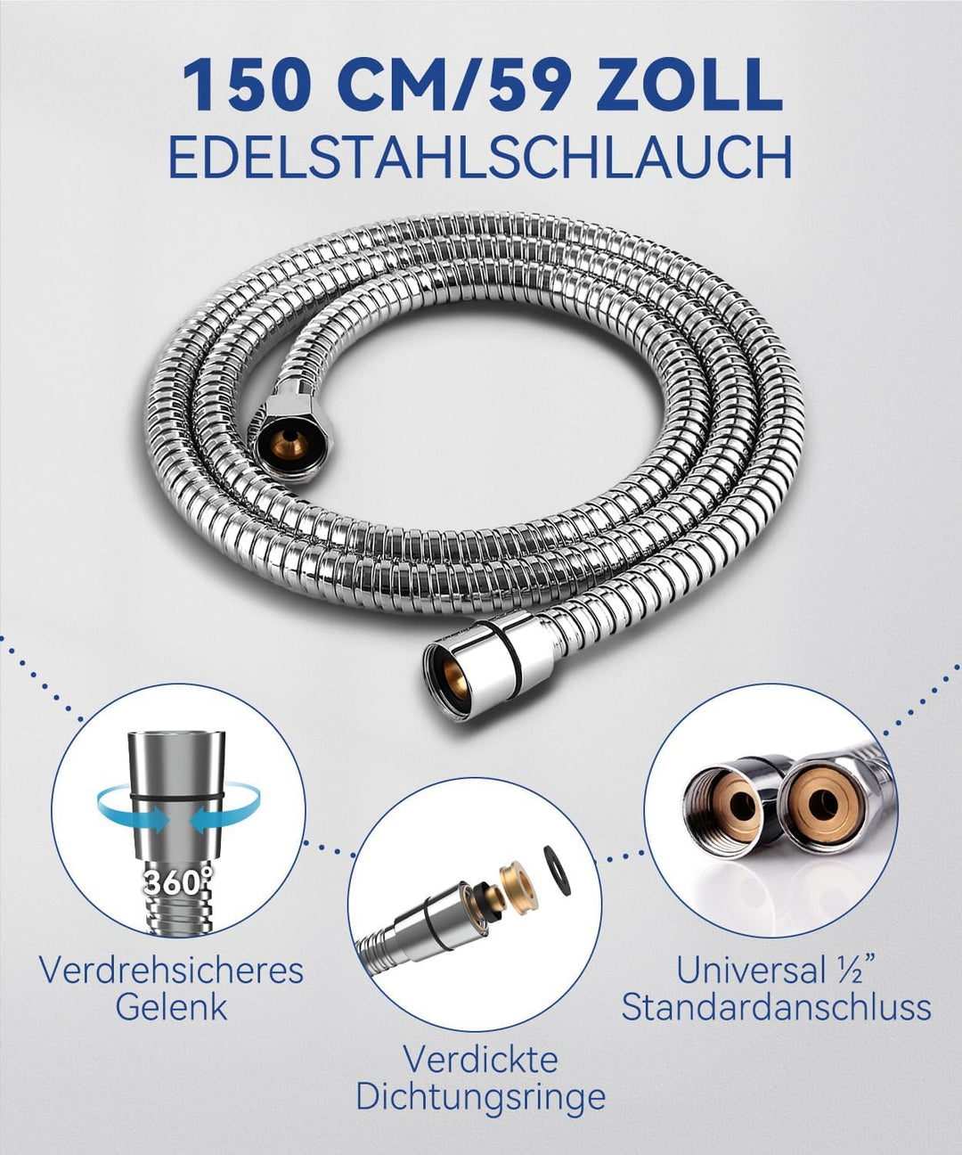 Newentor Duschkopf [TESTSIEGER], Eckig Duschkopf Hochdruck Duschbrause Handbrause mit 6 Strahlarten,