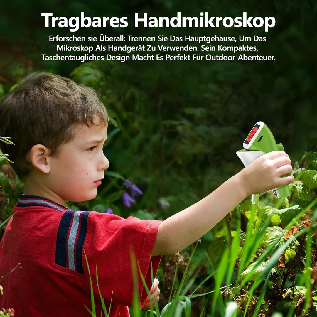 Mini-Handmikroskop für Kinder mit Ständer, 5,1 cm (2 Zoll), 4K-Bildschirm, 1000-fache digitale Tasch