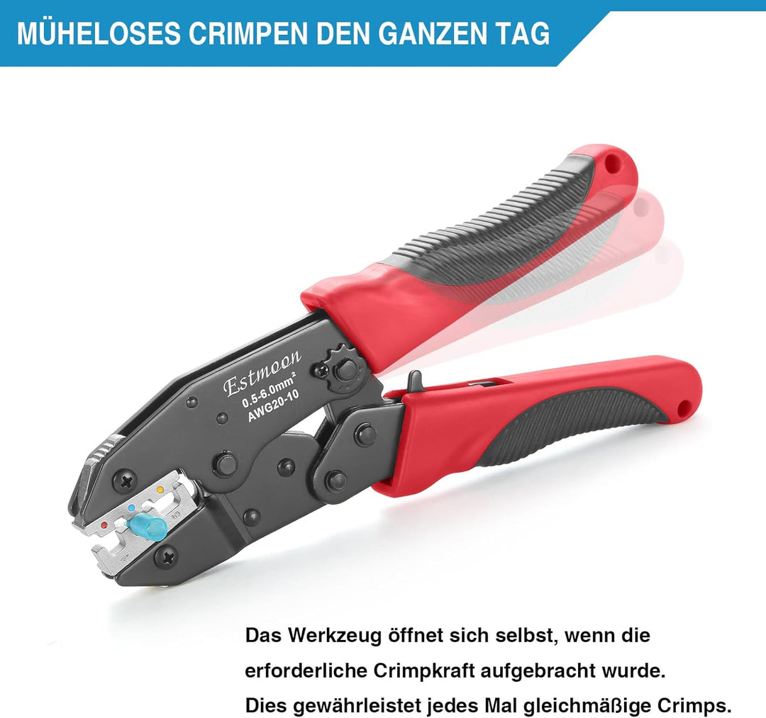 Crimpzange für Schrumpfverbinder, Estmoon Crimpzange Kabelschuhe Kabelschuhzange, Crimpzangen geeign