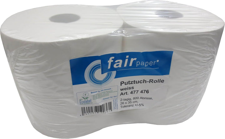 2x Putzrolle weiss 2-lagig gesamt 1600 Blatt 26x35 cm perforiert Reinigungstücher Putzpapier Wischtü