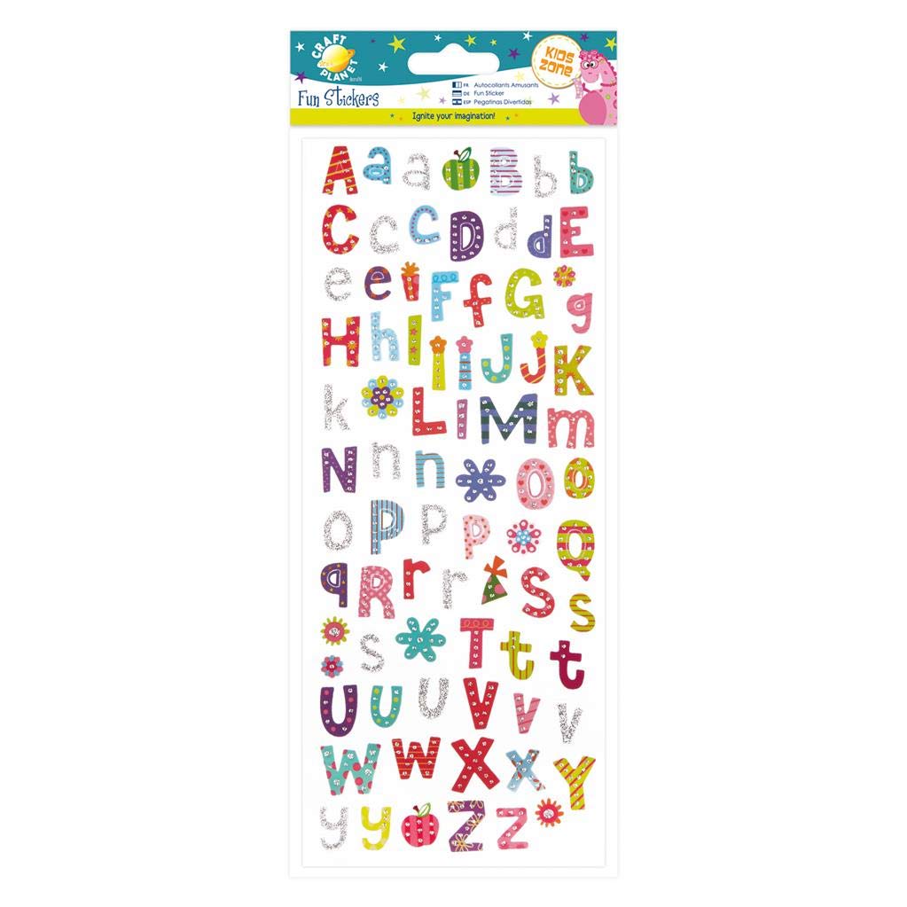 Craft Planet CPT 805265 Aufkleber, Papier, sortiert, Funky Alphabet Funky Alphabet Sortiert, Funky A