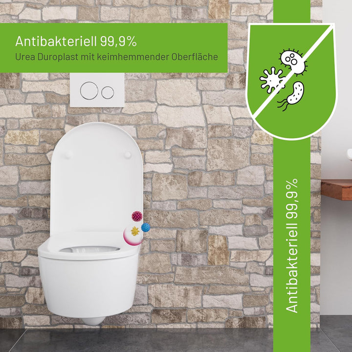 LUVETT® WC-Sitz D650 D-Form Weiss mit Absenkautomatik SoftClose, EasyClean (abnehmbar), Duroplast, e