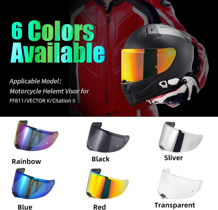 VCOROS Motorradhelm Visier,Motorrad Windschutz Helm Objektiv Visier,Helmvisier für FF811/VECTOR II/C