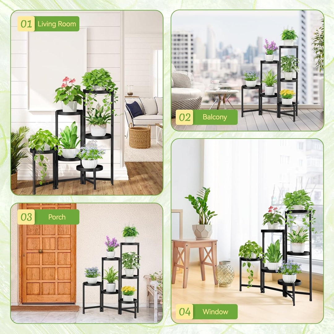 iDavosic.ly Pflanzenständer Metall mit 6 Etagen, Blumenständer Pflanzenregal Blumenregal Indoor Outd