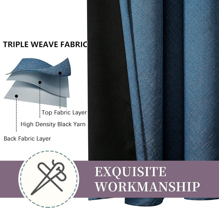 Krismile Total Blackout Curtains – Thermal Insulated Soundproof & Noise Reducing, Thick Long Lined C