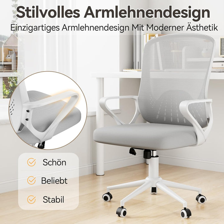 naspaluro Bürostuhl, Ergonomischer Schreibtischstuhl Mit Mesh-Abdeckung, Einzigartiger Lendenwirbels
