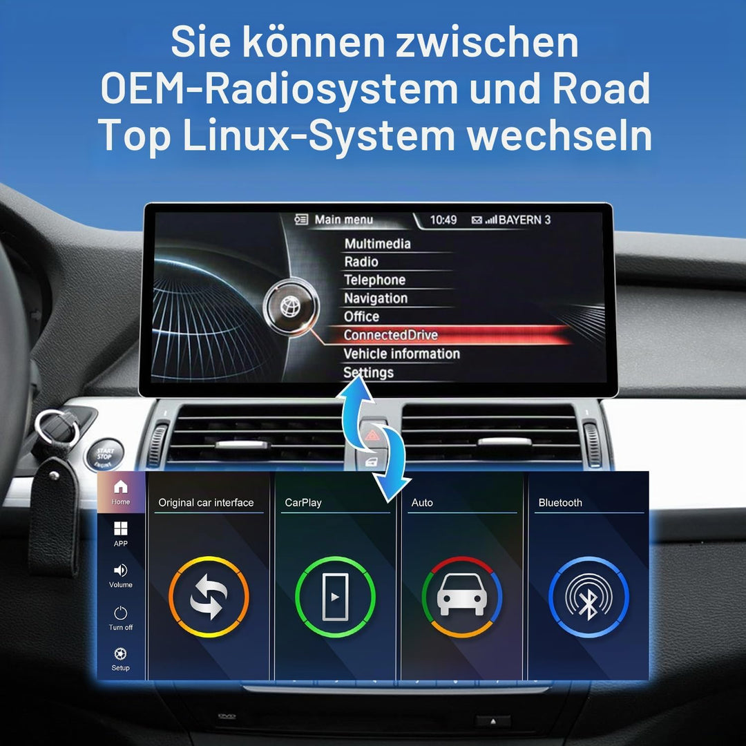 Road Top 12,3 Zoll Autoradio Carplay für BMW X5 X6 E70/E71 CCC (2007-2009) | Linux HD Touchscreen mi