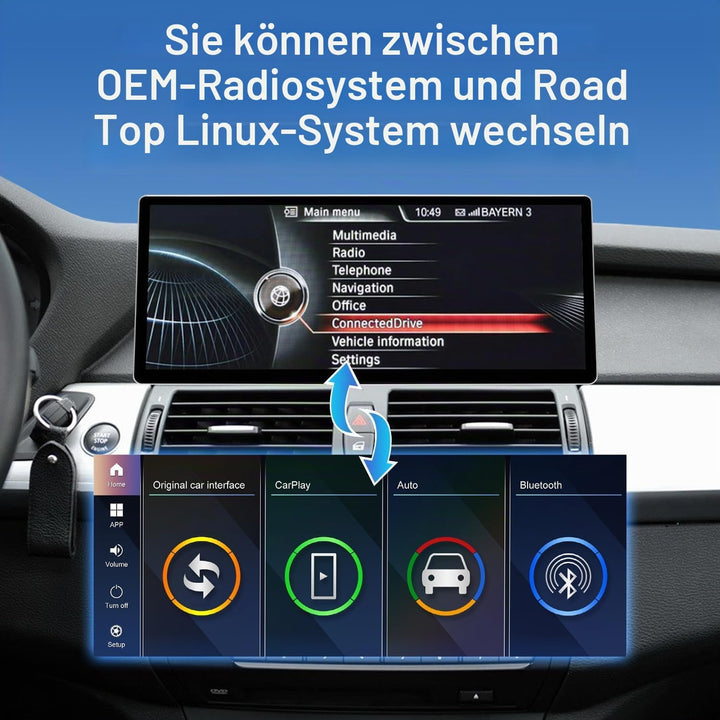 Road Top 12,3 Zoll Autoradio Carplay für BMW X5 X6 E70/E71 CCC (2007-2009) | Linux HD Touchscreen mi