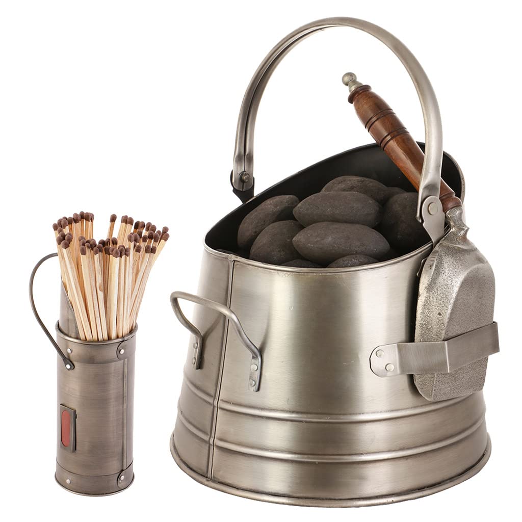Antik Stil French Zinn Effekt Silber klein Kohlenschütte Eimer mit Schaufel – traditionellen Stil Co