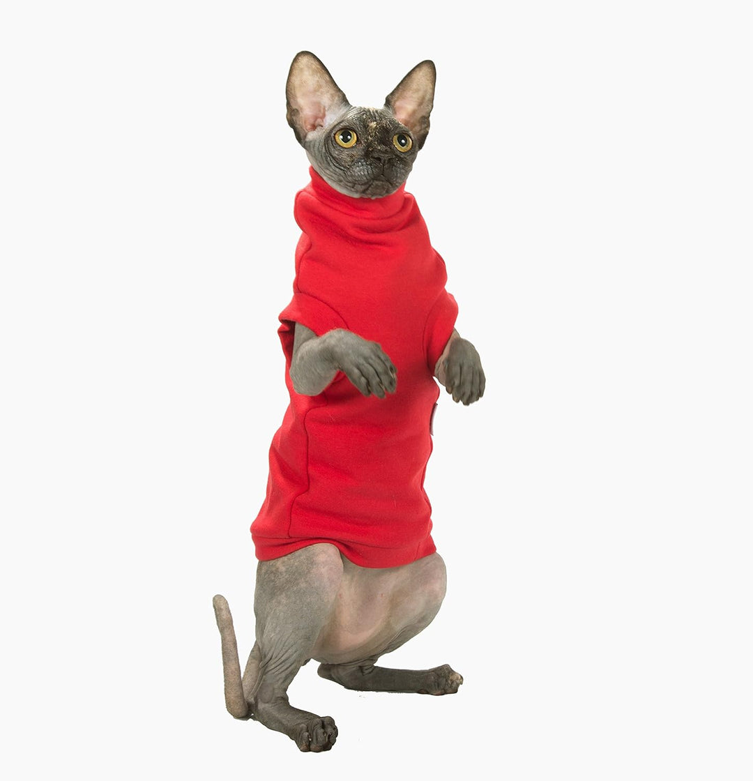 Kotomoda Katzen Kleidung Warm Turtleneck Maxi Winter in Red (XL), xl
