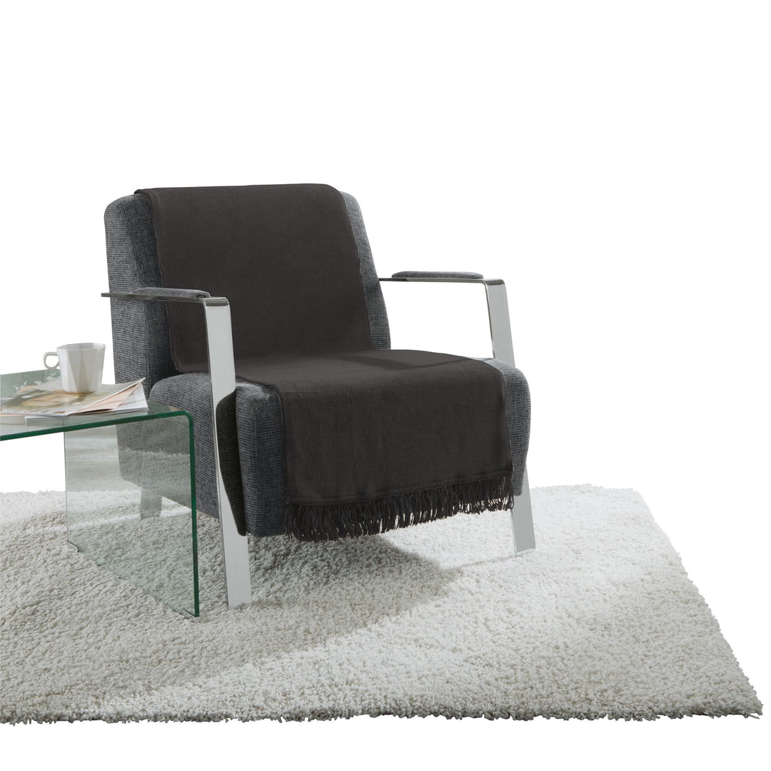 Erwin Müller Sofaüberwurf, Sofaläufer, Sesselschoner anthrazit Grösse 75x200 cm - anschmiegsam, temp