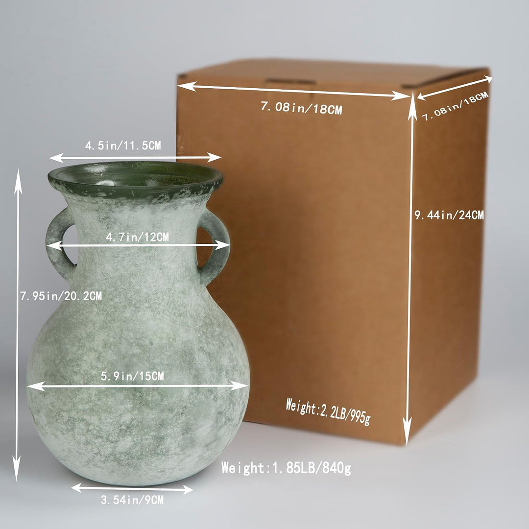 ZHIPINHUI Antike Vase, Glasvase mit Doppelohren, römischer Kunststil des frühen Mittelalters, einzig